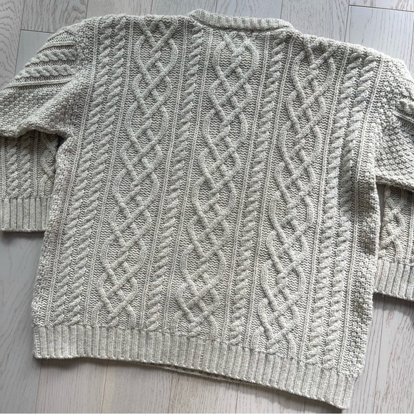 Vintage Doogan Donegal Cream 100% Wool Aran fisherman cable knit Irish sweater - Picture 13 of 13
